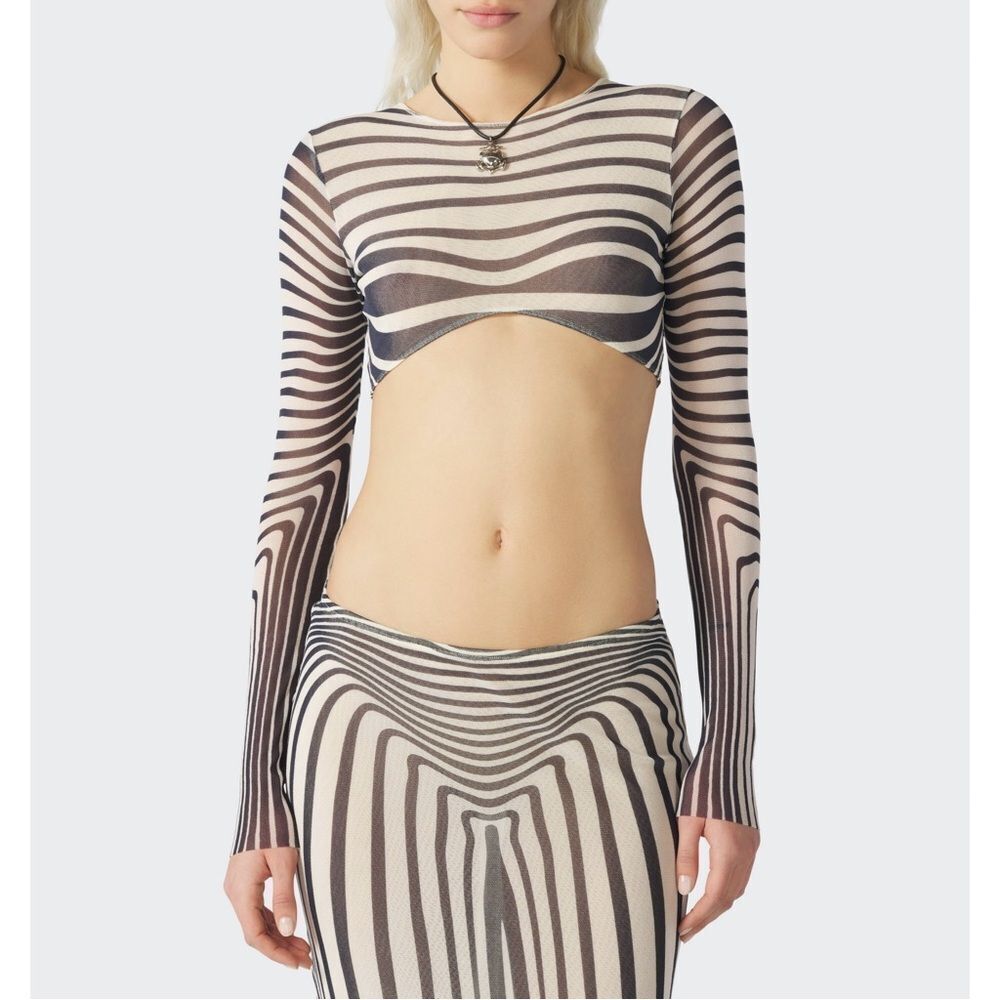 Jean Paul Gaultier Navy Blue Body Morphing Crop Top